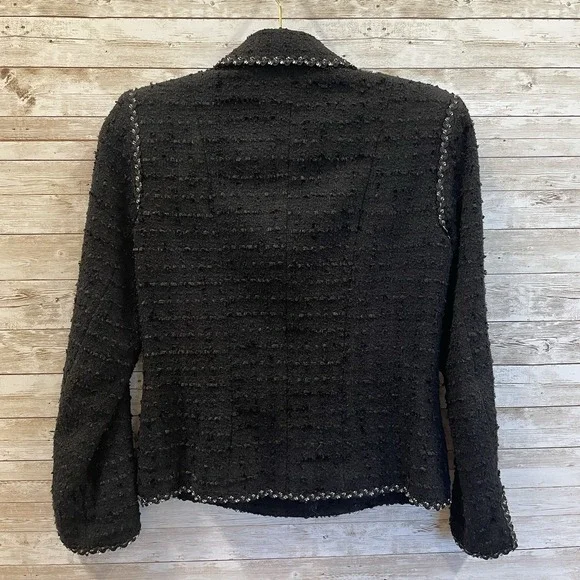 CAbi Womens 2‎ Blazer Jacket Black Textured Tweed 3 Button #881 Professional - Picture 5 of 10